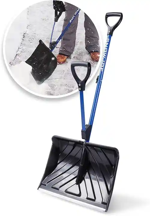 Snow Joe Shovelution SJ-SHLV20 20-in Strain-Reducing Snow Shovel, Blue