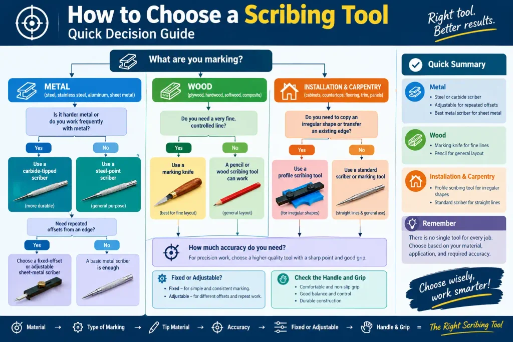 Scribing tool selection flowchart based on material and application