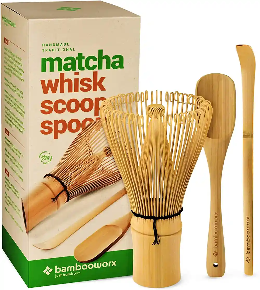 BambooWorx Matcha Whisk Set - Matcha Whisk (Chasen), Traditional Scoop (Chashaku), Tea Spoon