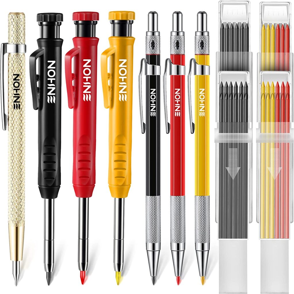 Mechanical Carpenter Pencils Set with Marker Refills and Carbide Scriber Tool