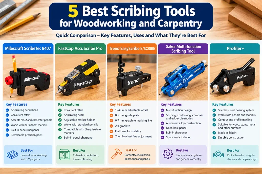 Comparison of 5 best scribing tools for woodworking and carpentry