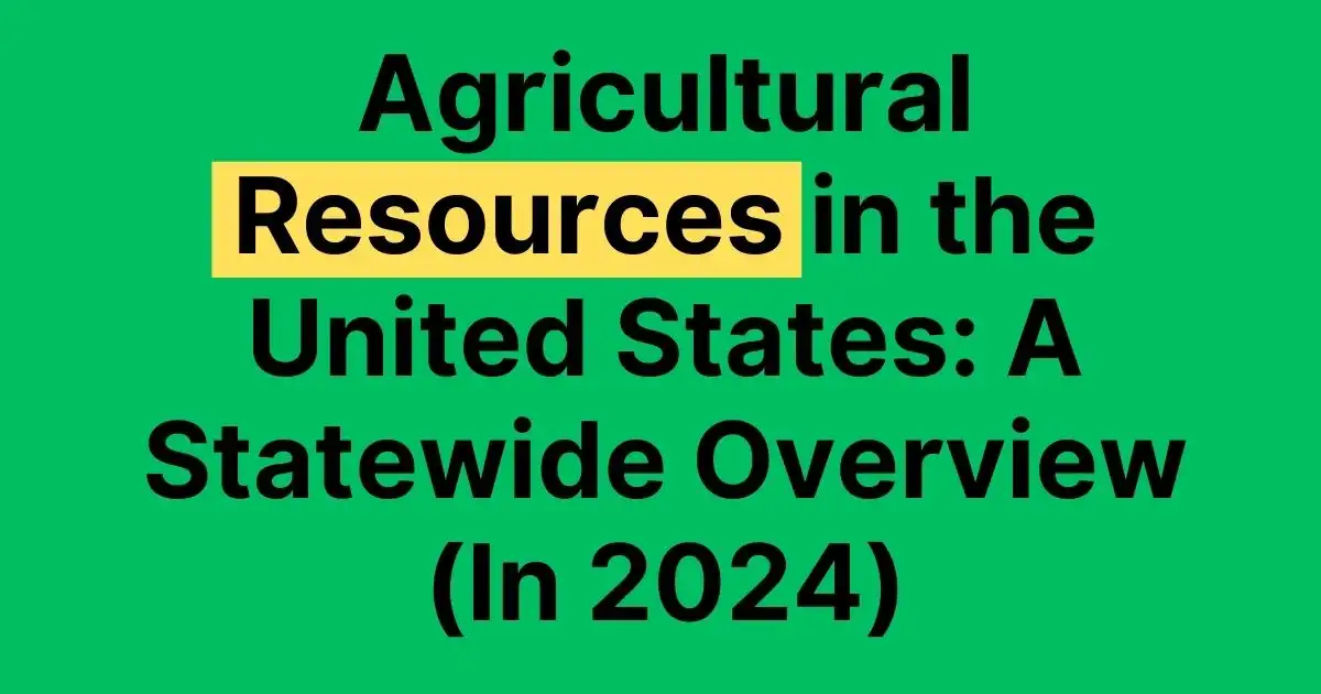A graphic with the text "Agricultural Resources in the United States: A Statewide Overview (In 2024)" on a green background.