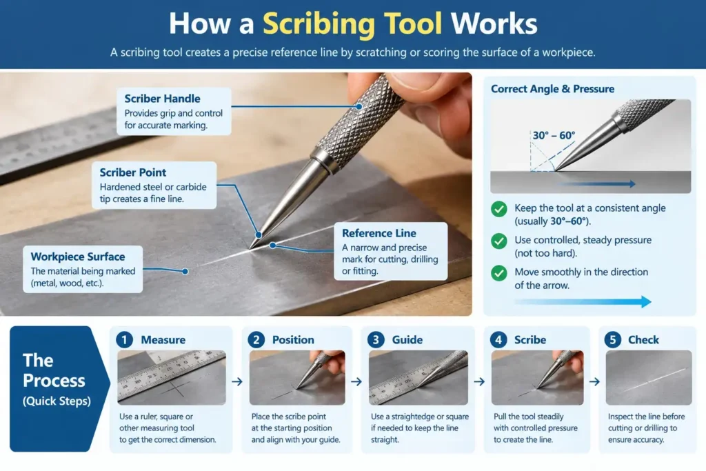How a scribing tool creates a precise marking line
