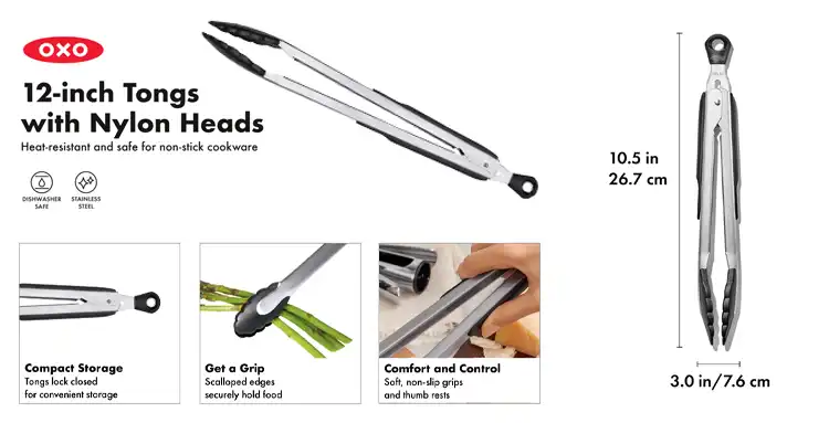 OXO Good Grips 9-Inch Locking Tongs with Nylon Heads