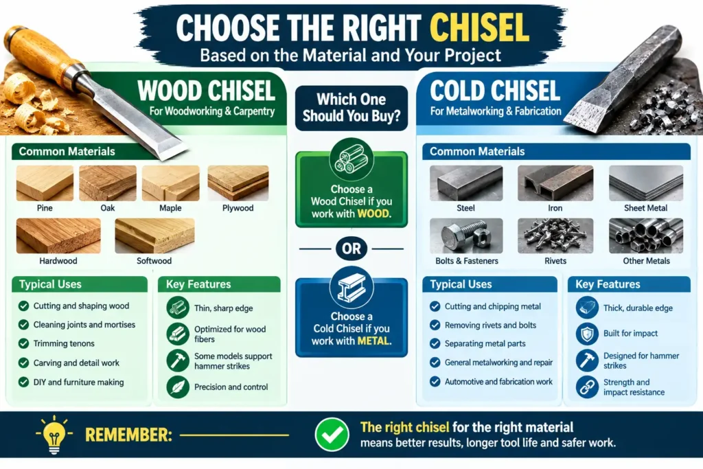 How to choose between a wood chisel and cold chisel