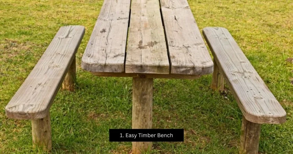 Rustic wooden picnic table, an easy outdoor woodworking projects.
