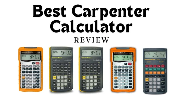 Five different models of Construction Master carpenter calculators displayed together with the text "Best Carpenter Calculator REVIEW".
