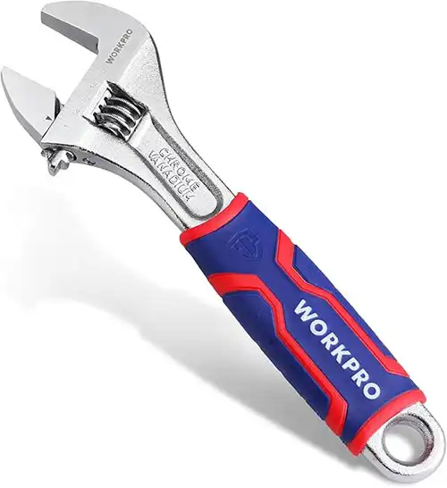 WORKPRO 8-inch Adjustable Wrench, Wide Jaw Opening Wrench with Rubber Anti-slip grip