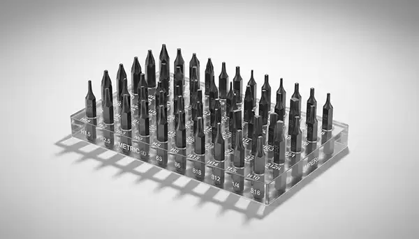Hex allen screwdriver bit sizes in metric and imperial measurements for furniture and bicycle assembly