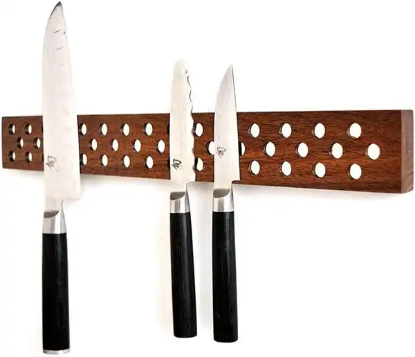 Magnetic Wooden Knife Bar Holder Strip Cherry or Walnut